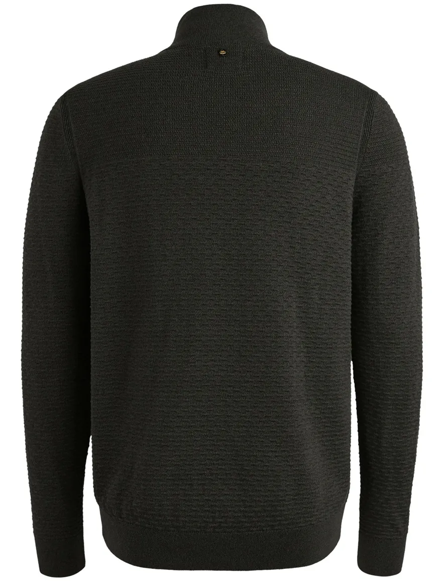 PME Legend Trui zwart half zip katoen patroon