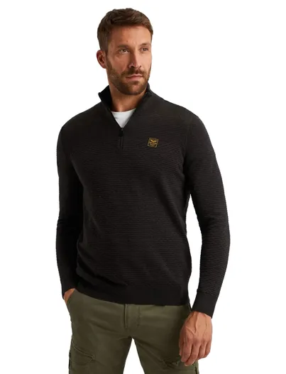 PME Legend PME Legend Trui zwart katoen patroon half zip