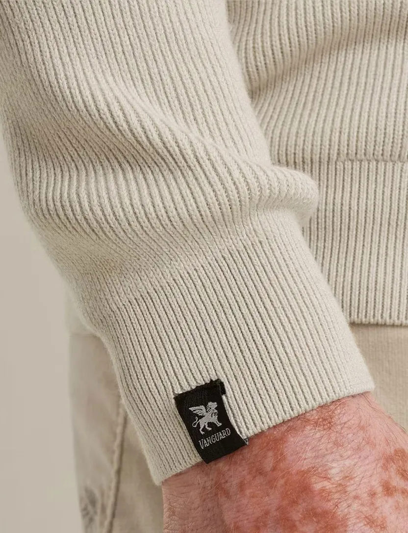Trui Vanguard wit Half Zip opstaande kraag zwarte rits
