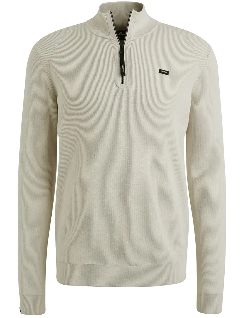 Trui Vanguard wit Half Zip opstaande kraag zwarte rits
