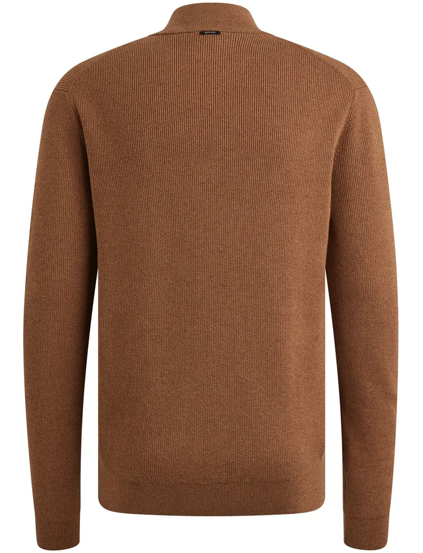 Trui Vanguard Bruin Half Zip opstaande kraag zwarte rits