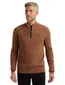 Vanguard Trui Bruin Half Zip zwarte rits opstaande kraag