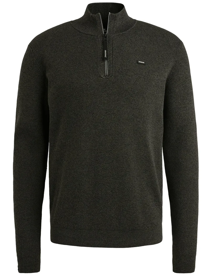 Vanguard Trui zwart half zip opstaande kraag