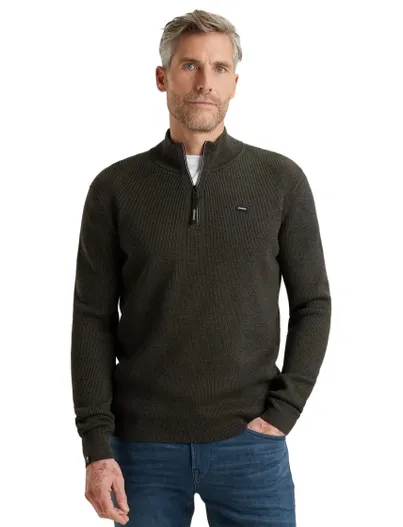 Vanguard Vanguard Trui Grijs Half Zip zwarte rits opstaande kraag