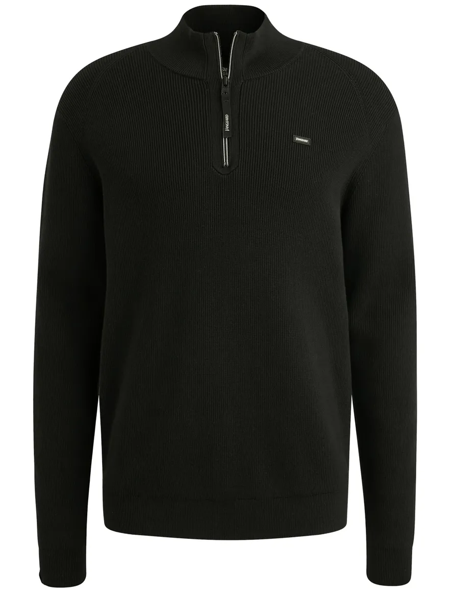 Vanguard Trui Zwart Half Zip zwarte rits opstaande kraag