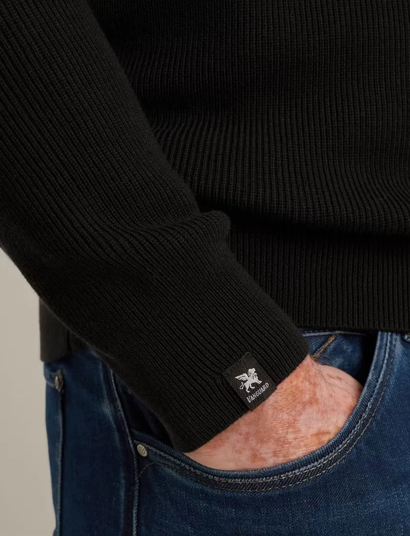 Trui Vanguard Zwart Half Zip opstaande kraag zwarte rits