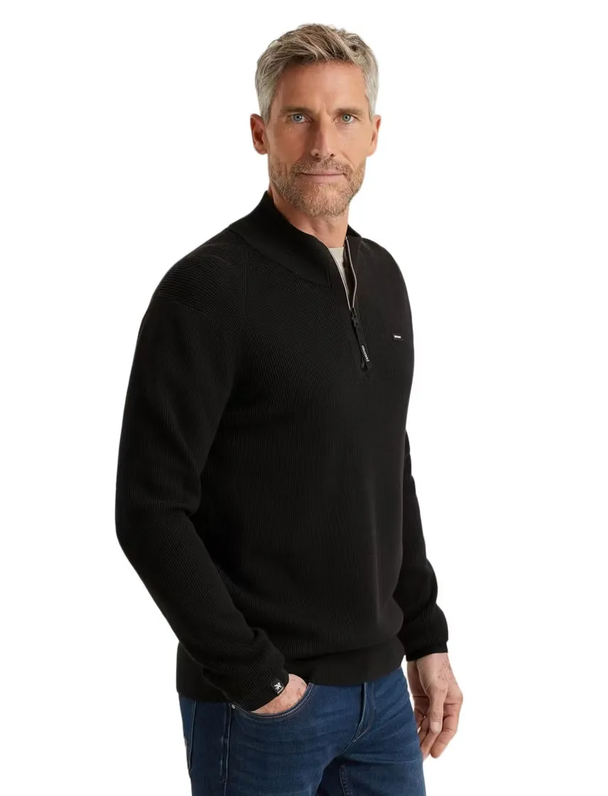 Vanguard Trui Zwart Half Zip zwarte rits opstaande kraag