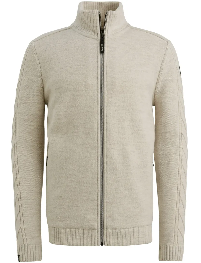 Vest Vanguard Beige rits merinowol gebreide mouwen