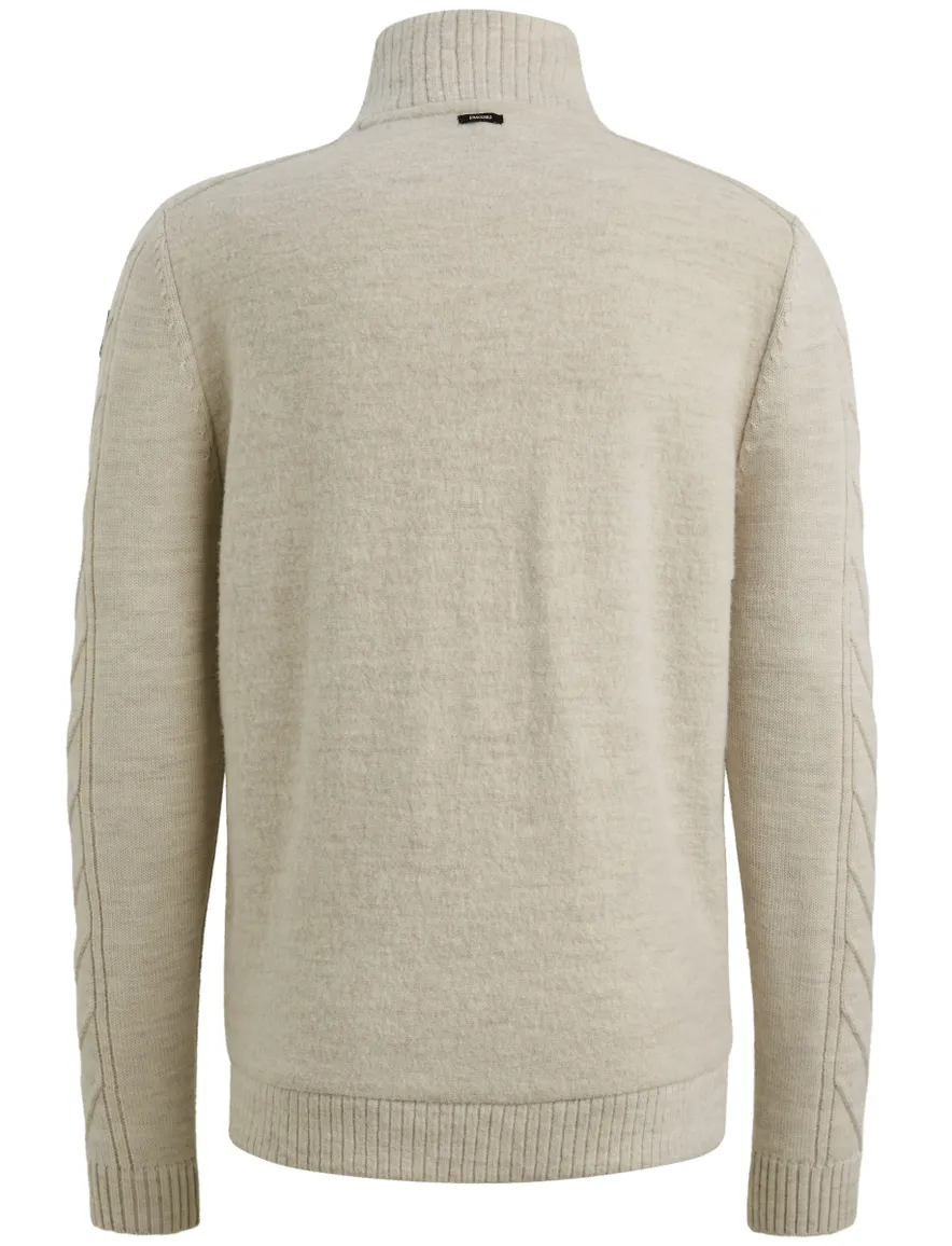 Vanguard Vest Beige rits gebreide mouwen merinowol