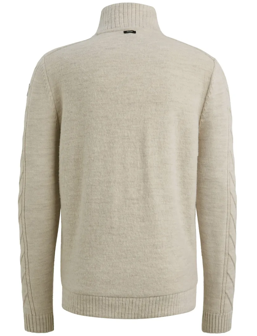 Vest Vanguard Beige rits merinowol gebreide mouwen