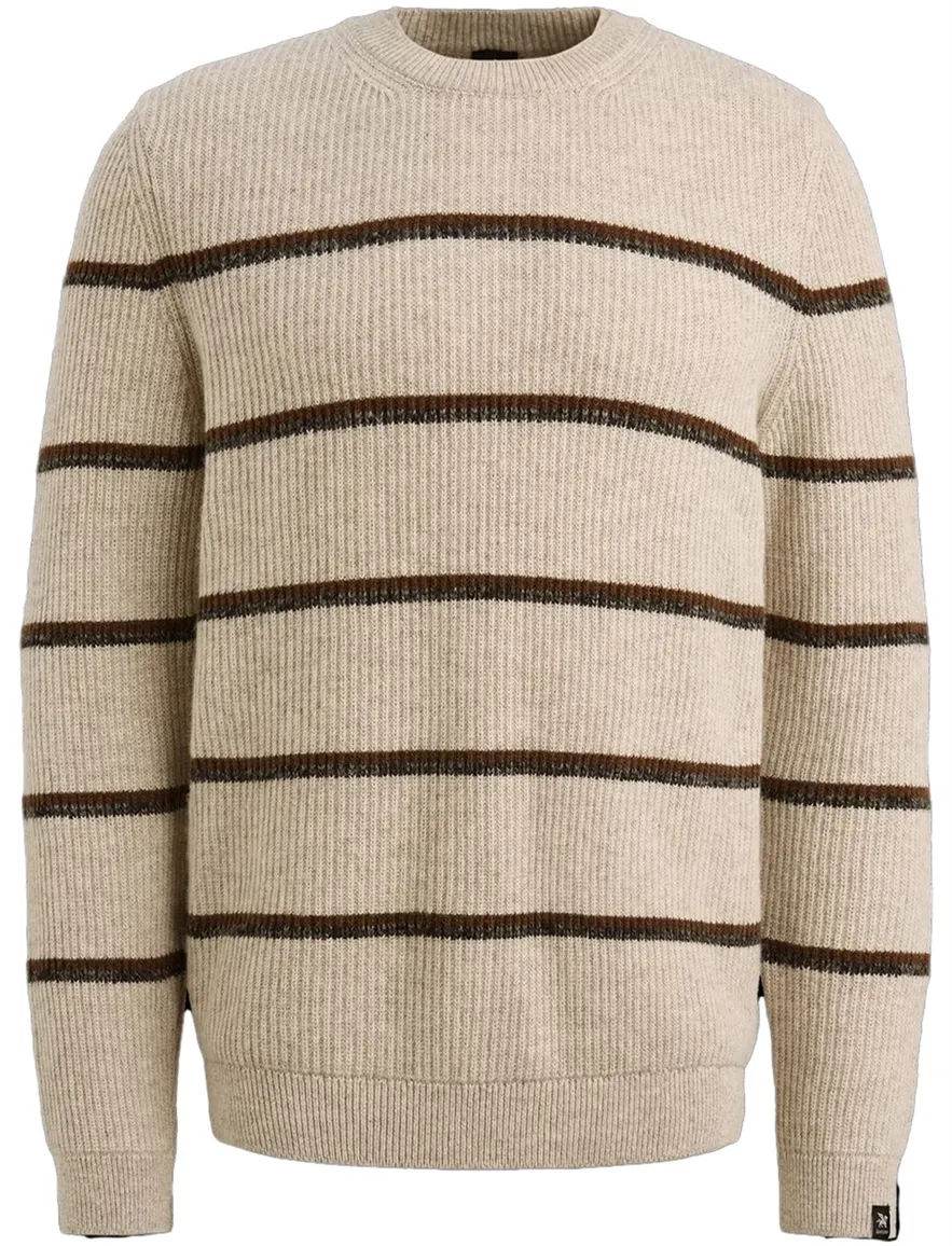 Vanguard trui katoen beige gestreept