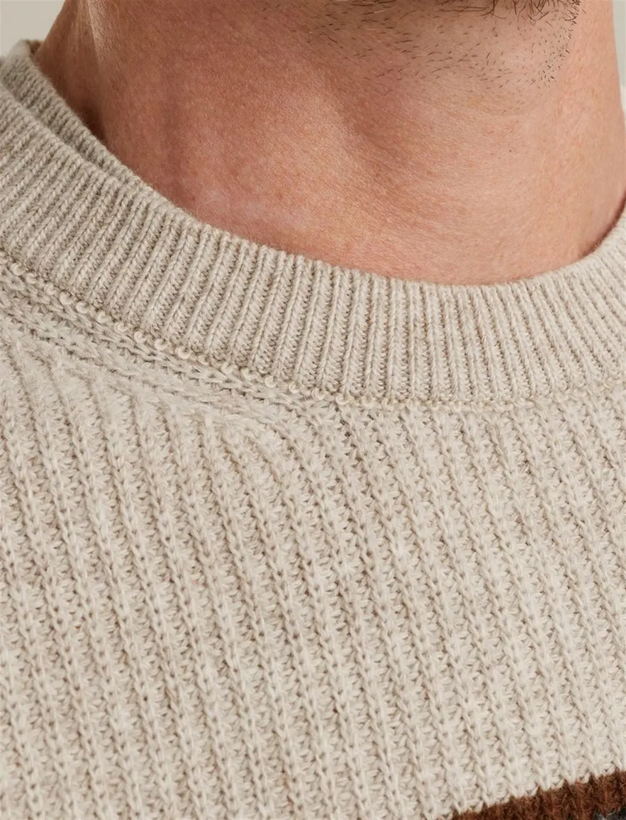 Vanguard trui katoen beige gestreept