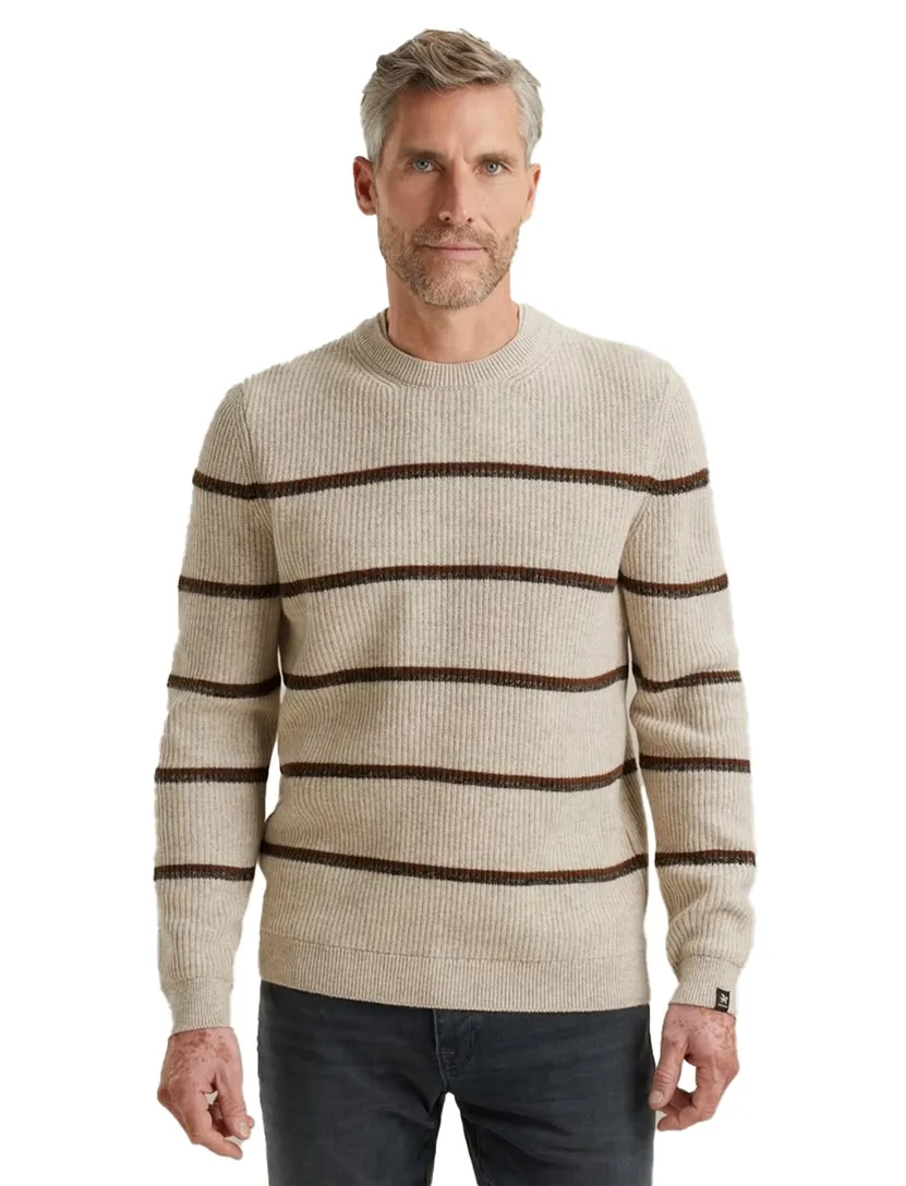 Gestreepte beige trui Vanguard katoen