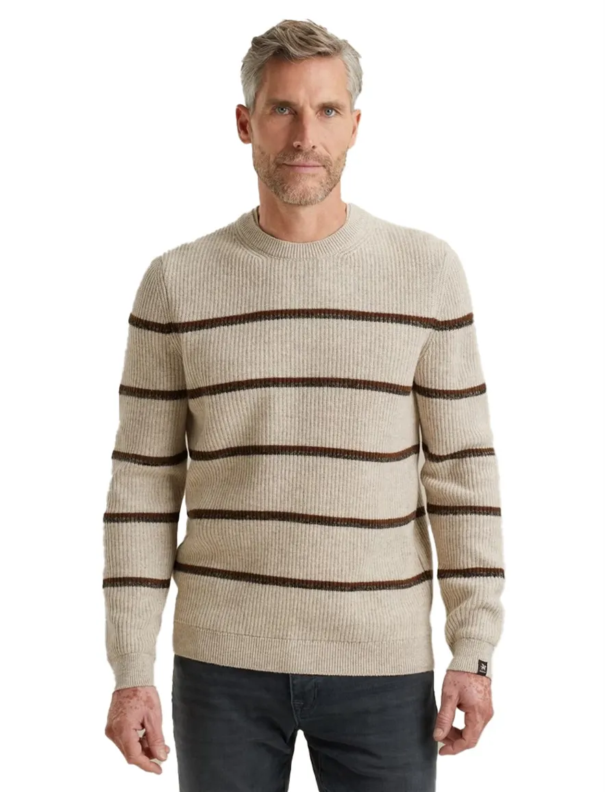 Vanguard trui katoen beige gestreept