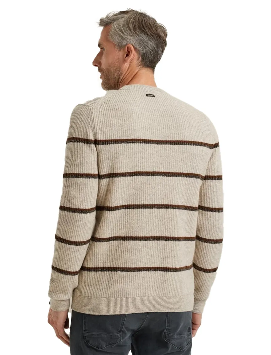 Vanguard trui katoen beige gestreept
