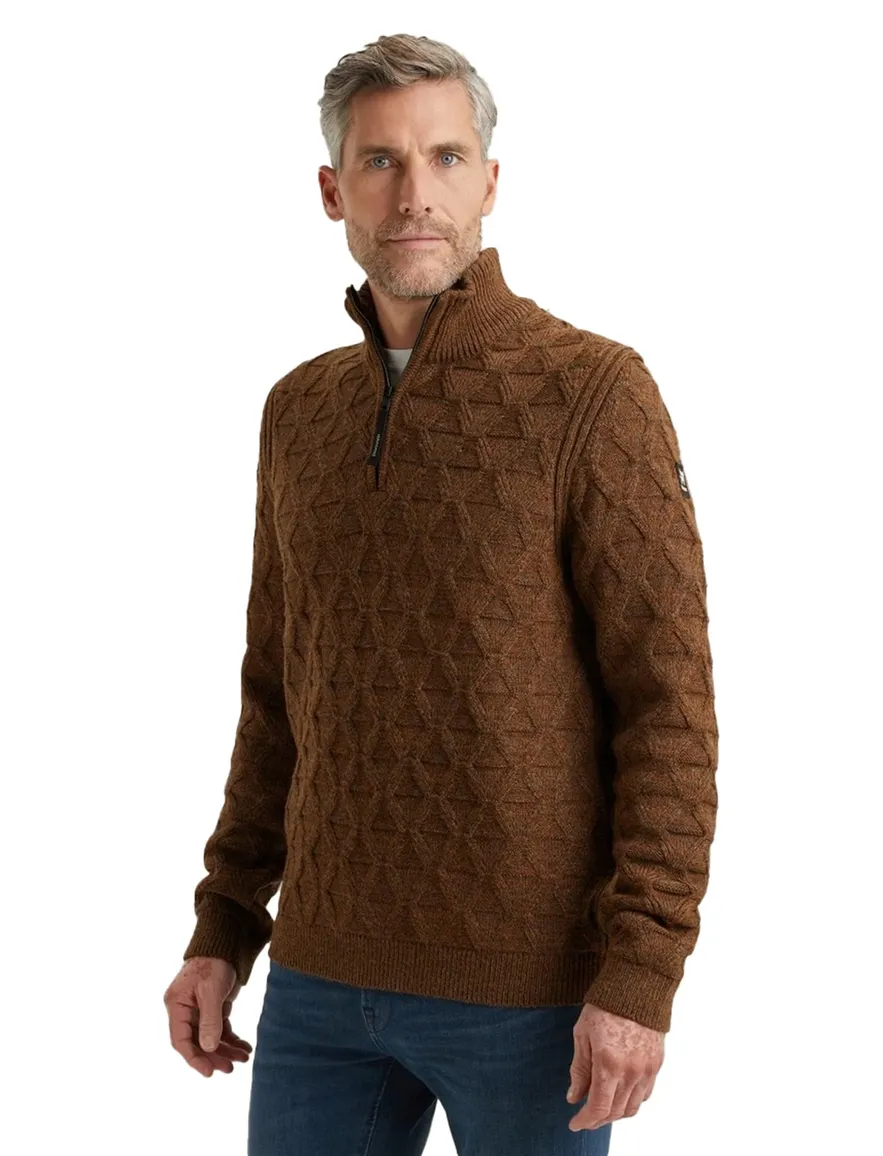 Vanguard half zip bruin effen