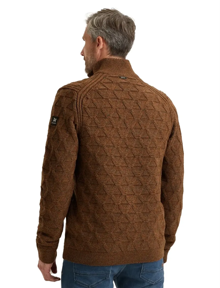 Vanguard half zip bruin effen