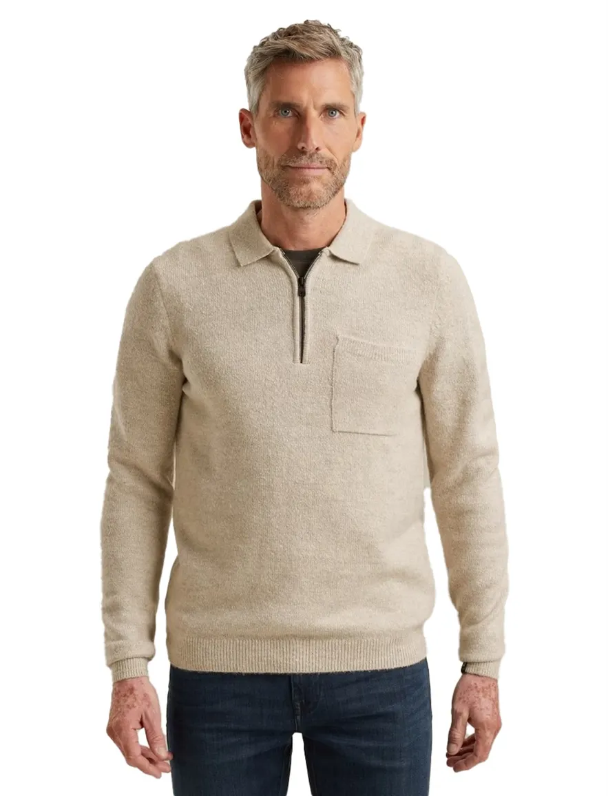 Vanguard polo met rits beige