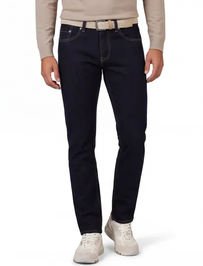 Pierre Cardin Pierre cardin jeans donkerblauw effen katoen
