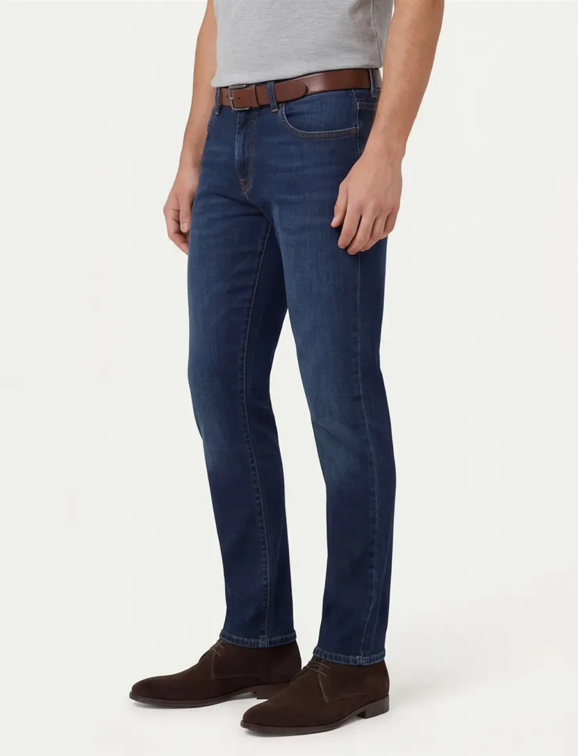 Pierre cardin jeans blauw effen katoen