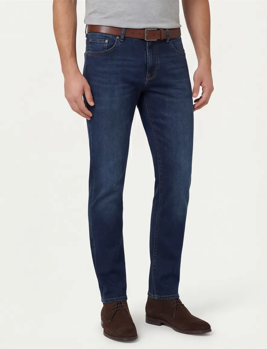 Pierre cardin jeans blauw effen slim fit