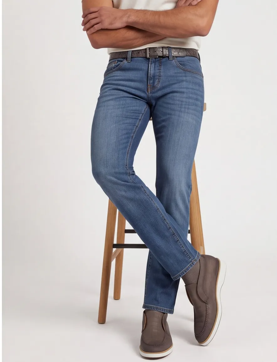 Pierre cardin jeans blauw effen slim fit