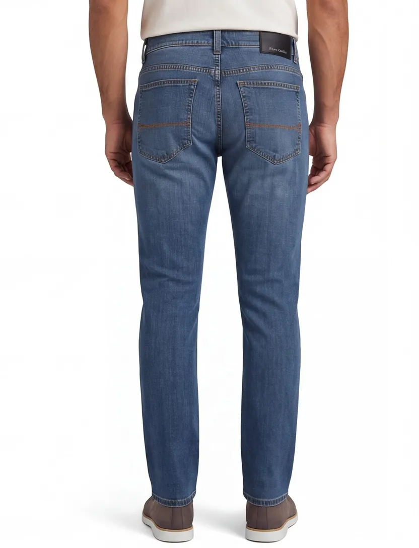 Pierre cardin jeans blauw effen katoen