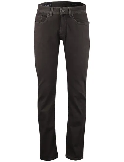 Pierre Cardin Pierre cardin jeans bruin effen katoen Lyon Tapered fit