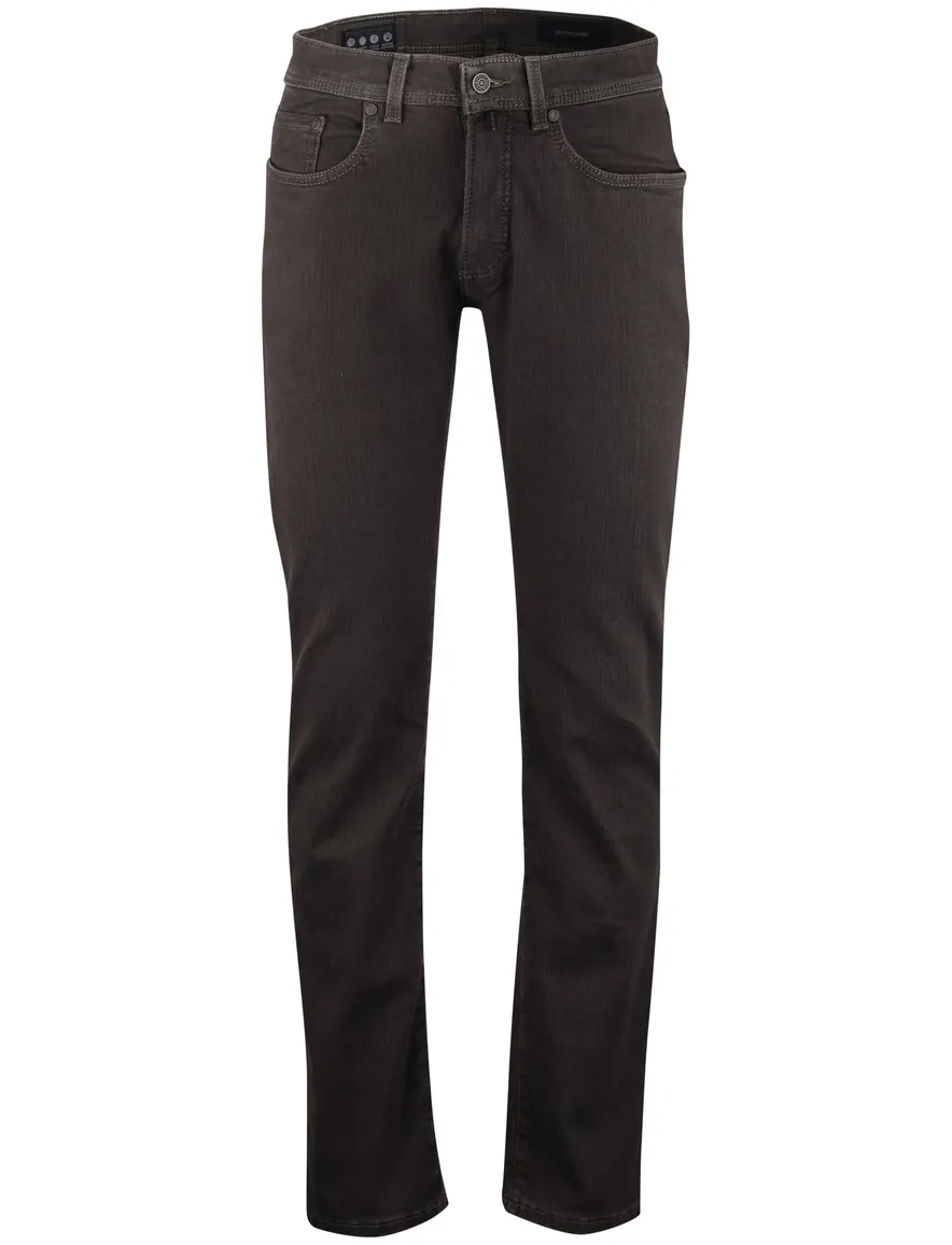 Pierre cardin jeans bruin effen katoen Lyon Tapered fit