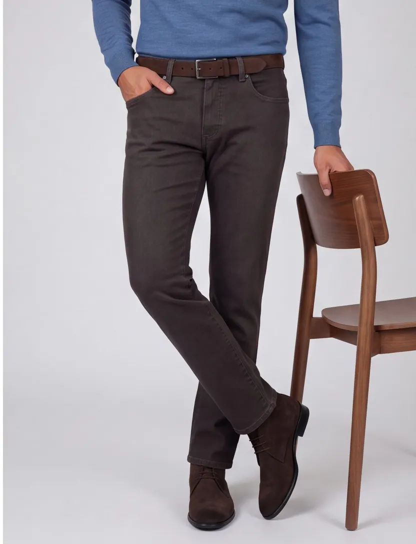 Pierre cardin jeans bruin katoen Lyon Tapered fit