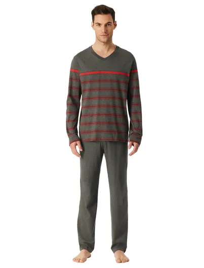Schiesser pyjama Schiesser grijs gestreept