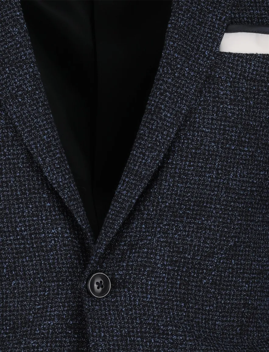 Scotland Blue Colbert donkerblauw geprint borstzak