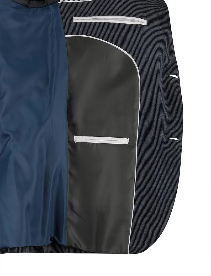 Scotland Blue colbert donkerblauw rib
