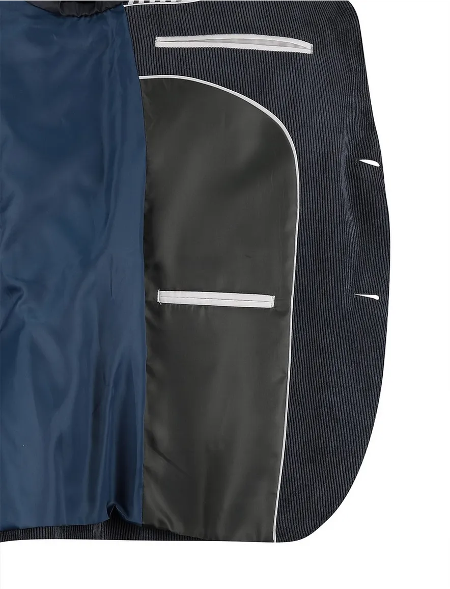 Scotland Blue colbert donkerblauw rib