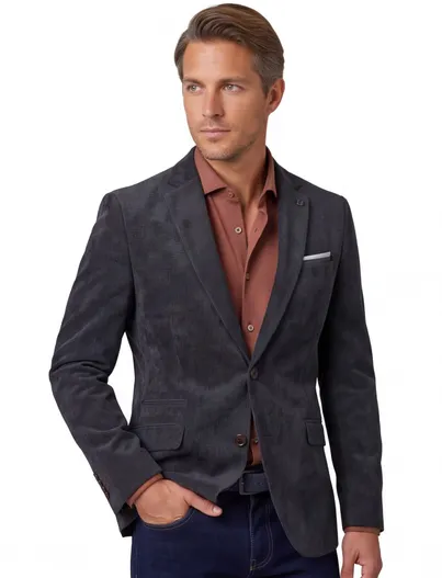 Scotland Blue Colbert Scotland Blue donkerblauw Corduroy vier zakken