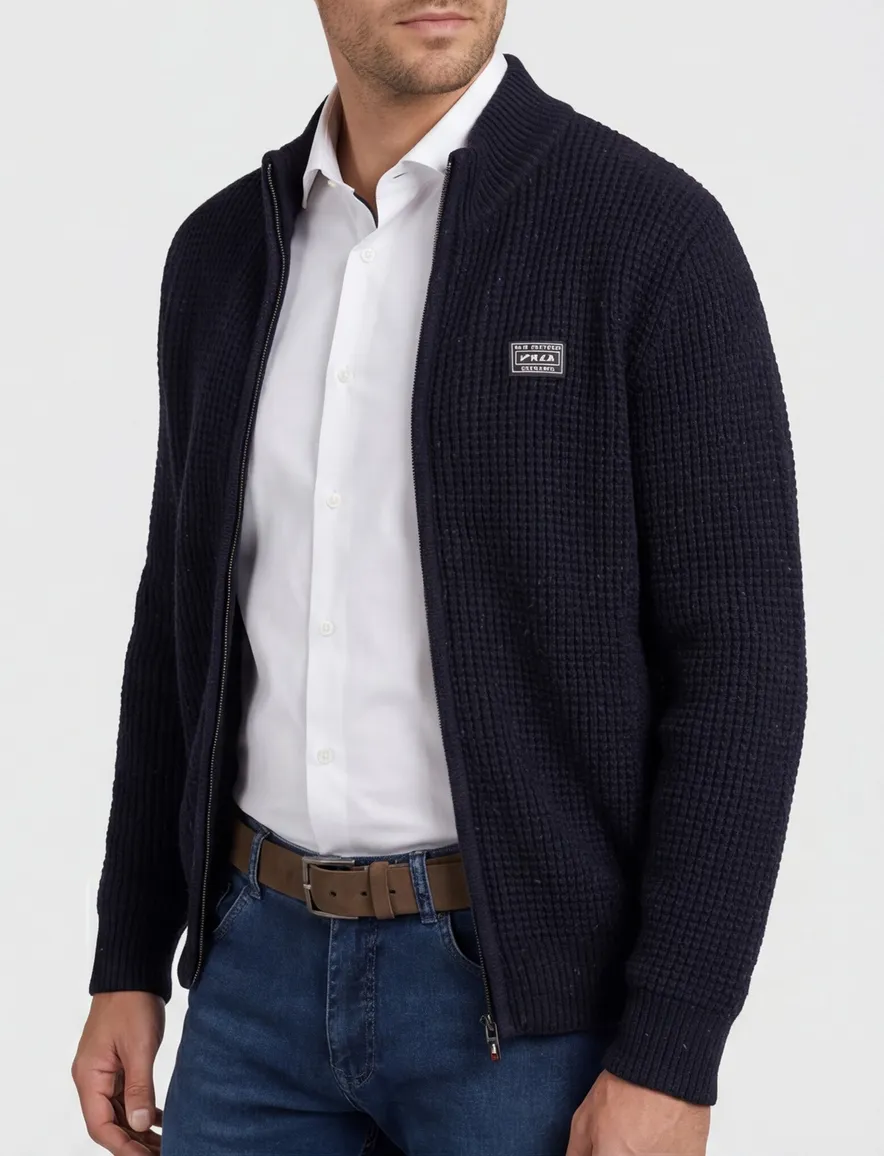 New Zealand vest effen navy wol normale fit