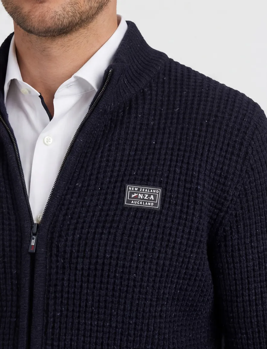 New Zealand vest effen navy wol normale fit