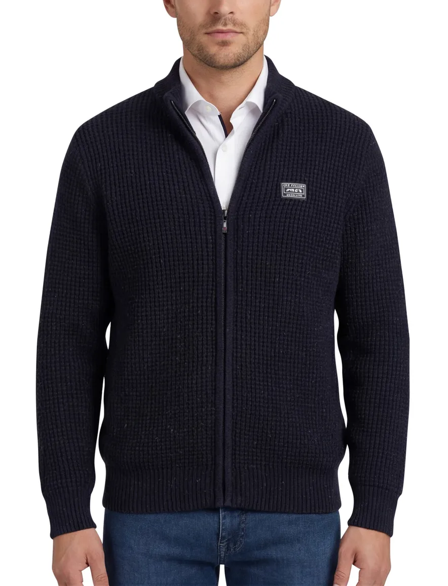 New Zealand vest effen navy wol normale fit