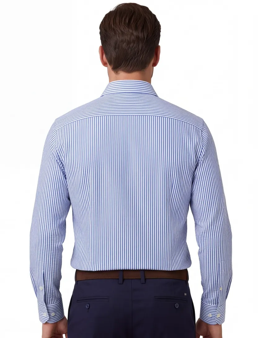 Blauw gestreept Olymp Level Five overhemd body fit stijlvol
