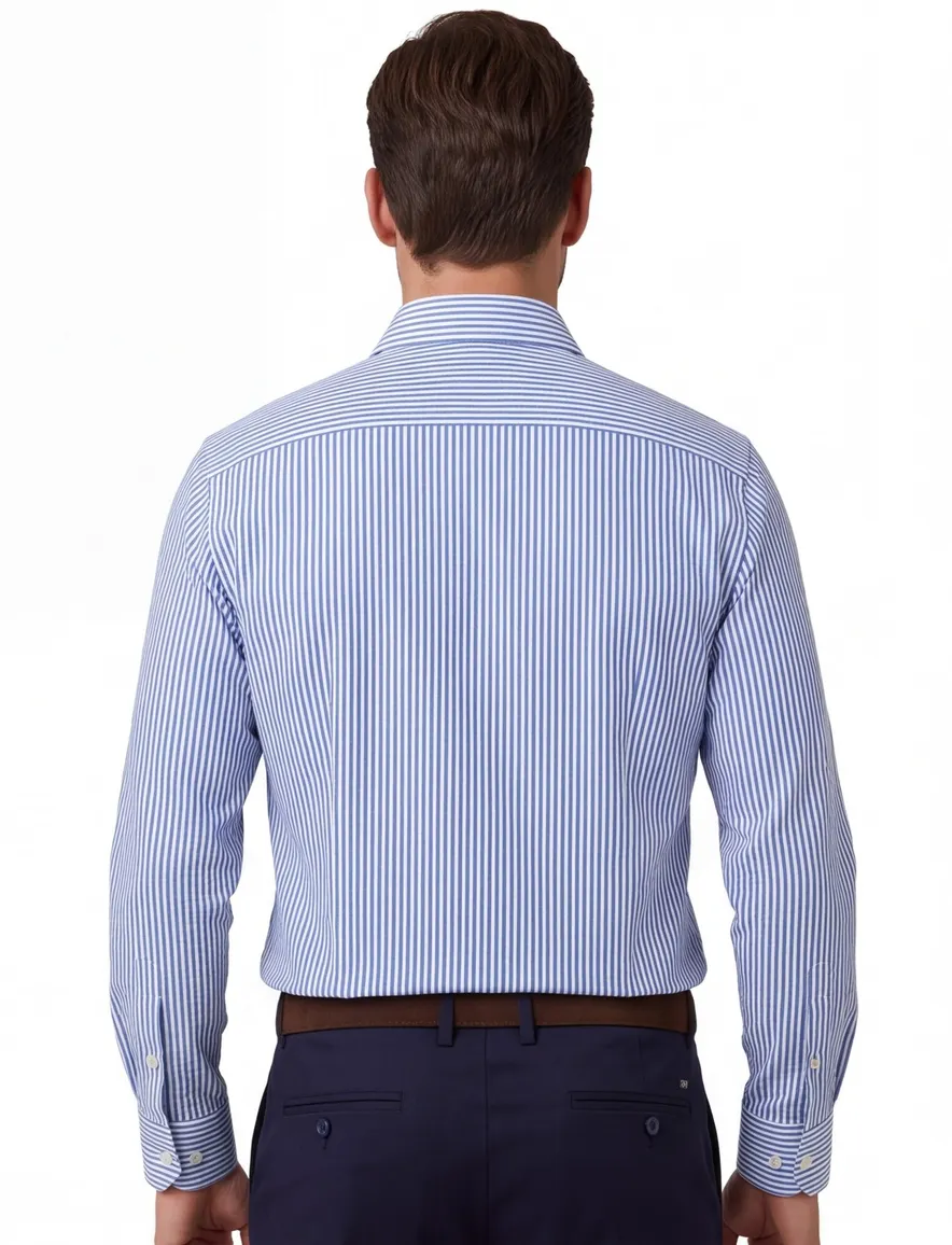 Olymp overhemd Level Five Body Fit gestreept blauw
