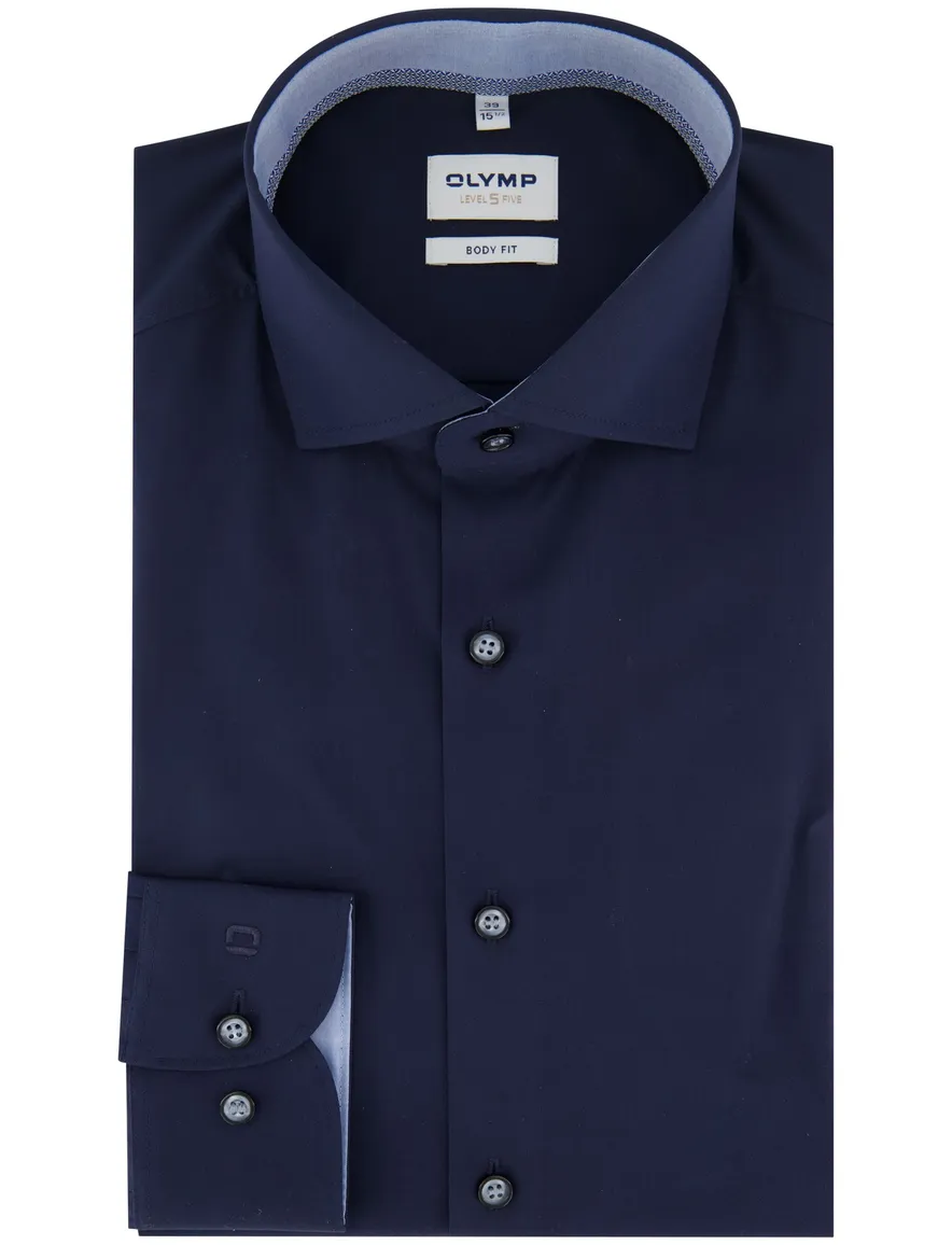 Olymp overhemd donkerblauw body fit katoen