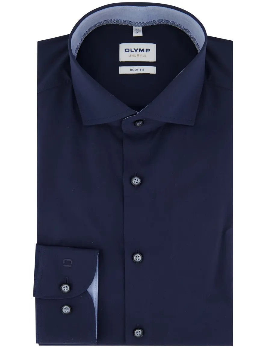 Olymp overhemd donkerblauw body fit katoen