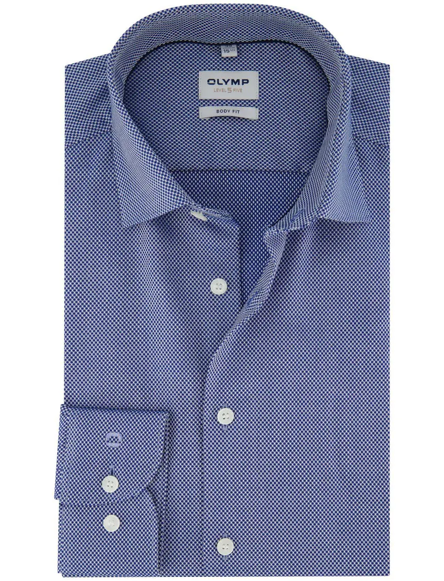 Olymp geprint overhemd blauw body fit