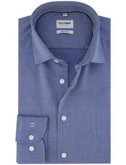 Olymp Olymp overhemd geprint blauw katoen