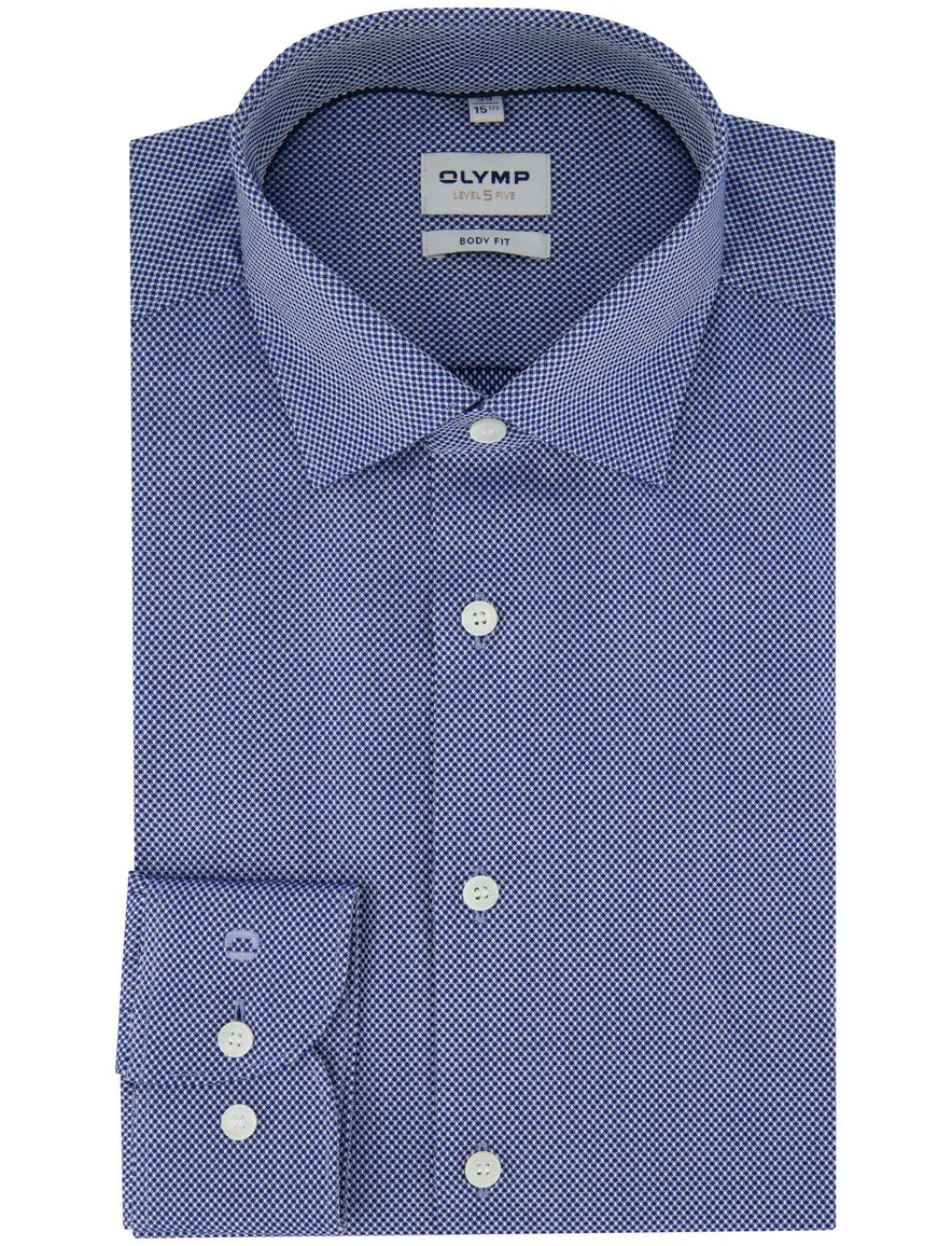 Olymp geprint overhemd blauw body fit