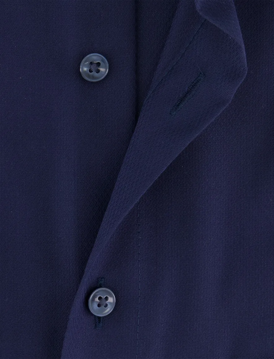 Overhemd Modern Fit donkerblauw effen katoen