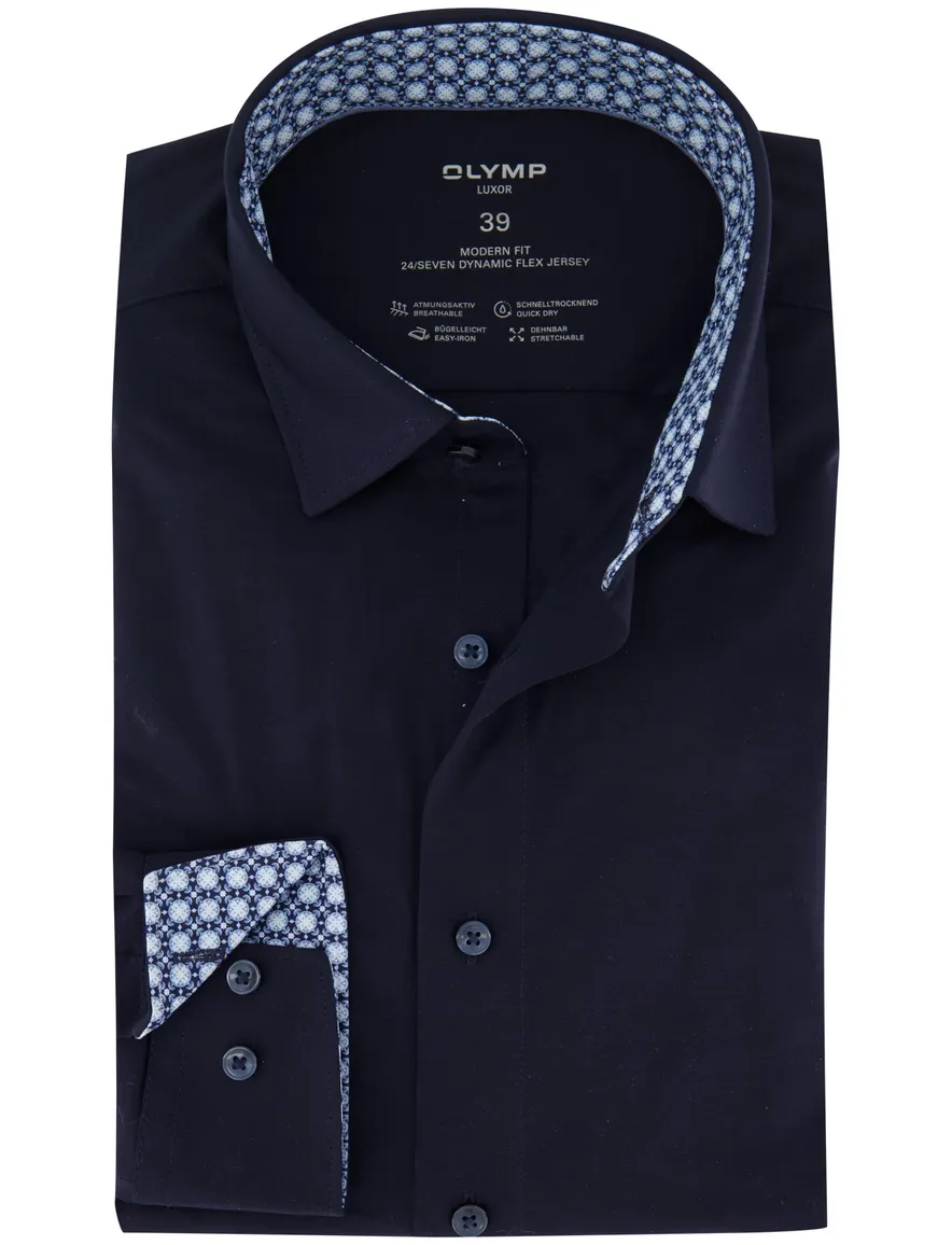Olymp modern fit overhemd katoen na navy
