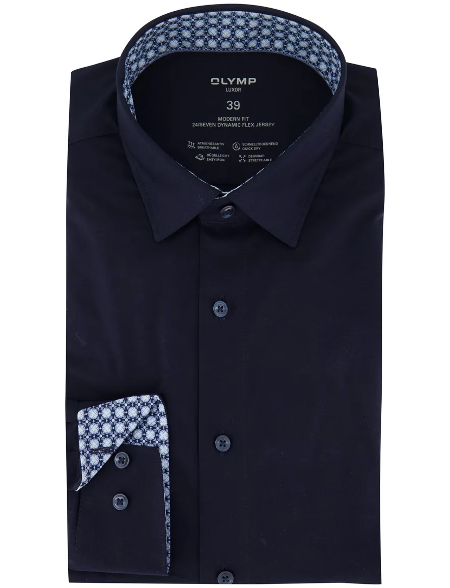Olymp modern fit overhemd katoen na navy