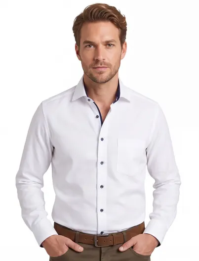 Olymp Wit effen Olymp Luxor overhemd modern fit stijlvol