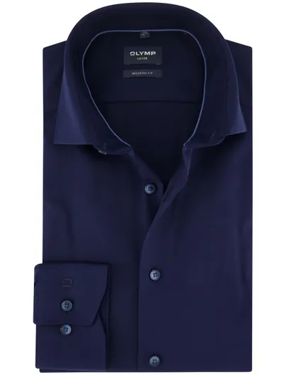 Olymp Olymp overhemd effen navy modern fit